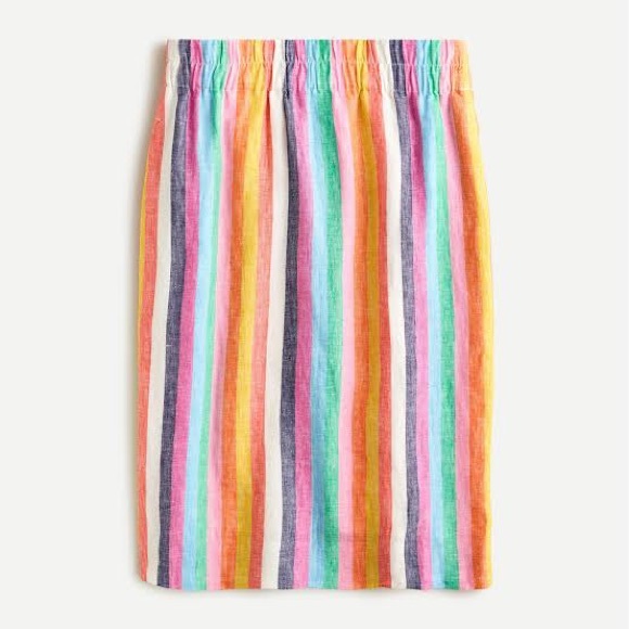 J. Crew Dresses & Skirts - J.Crew: Pull-on Linen Skirt In Rainbow Stripe